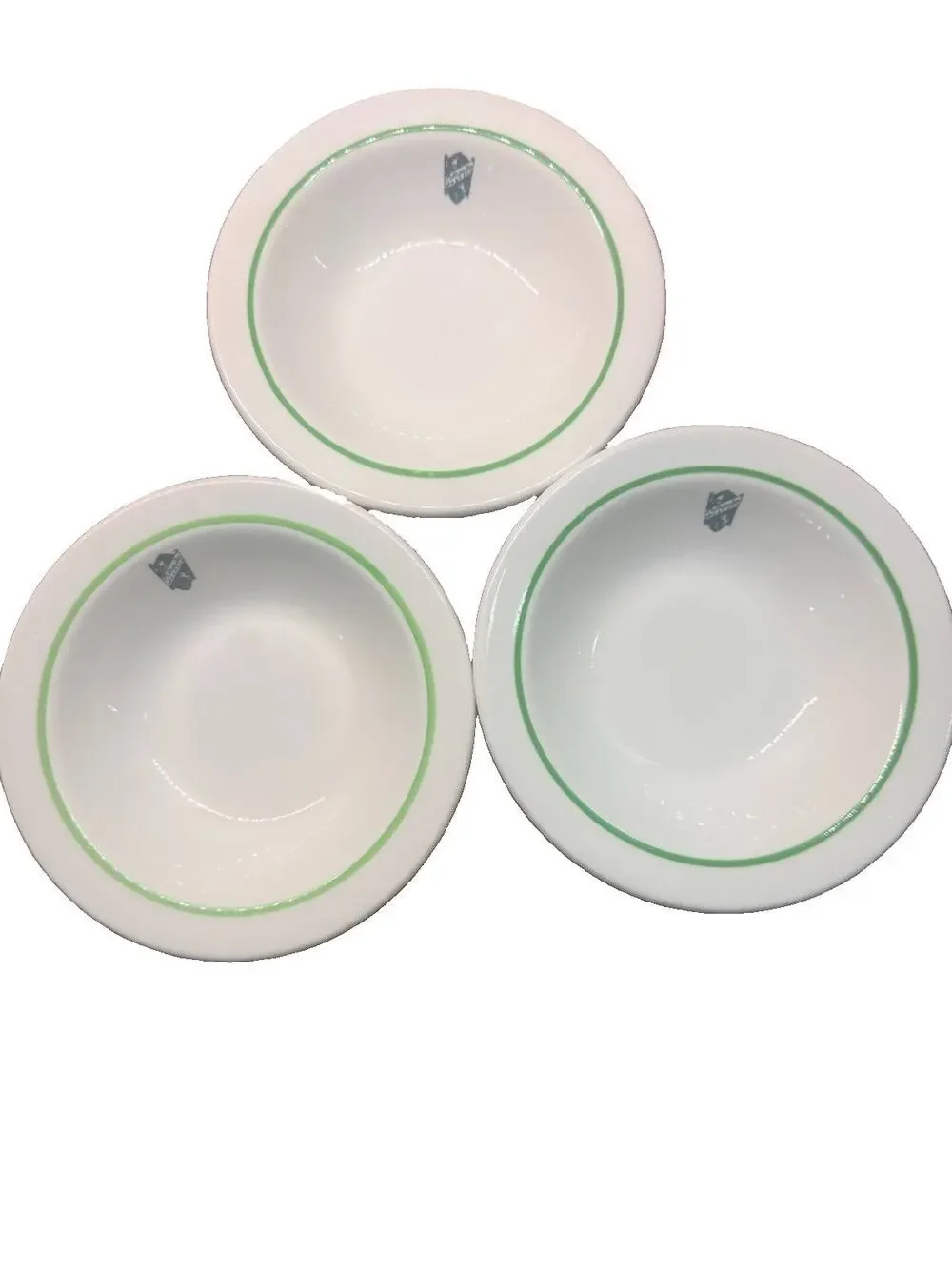VTG Shenango China Schroeder Hotel Set Of 3 Green Crest Soup Cereal Bowl 5.75